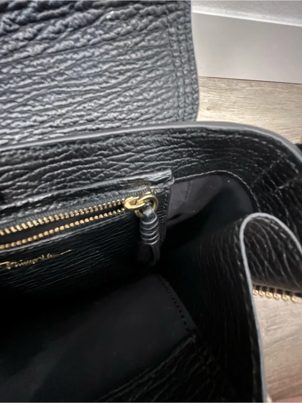 3.1 Phillip Lim Black Leather Mini Satchel with Gold Hardware
